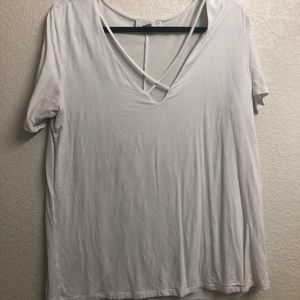 Forever 21 V-Neck Strappy White T-shirt 1X